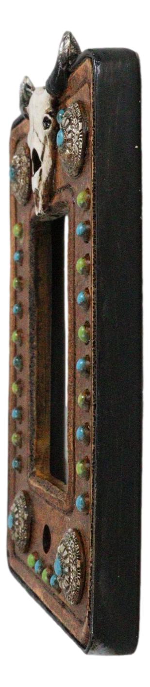Ebros Gift Set Of 2 Western Cow Skull Turquoise Conchos Wall Single Rocker Cover Plates