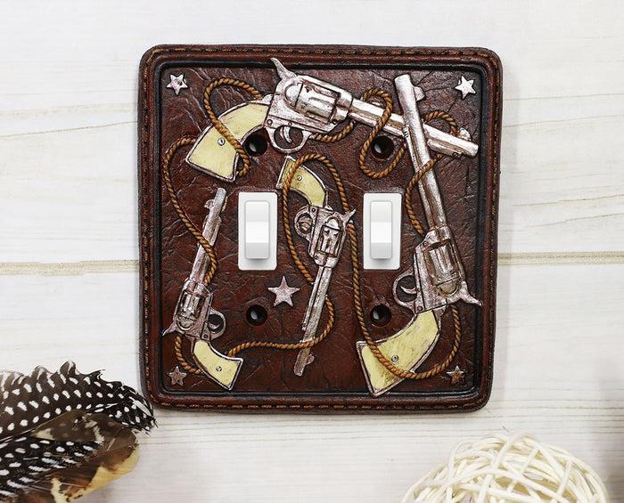 ebros gift Set of 2 Western Cowboy Six Shooter Pistols Double Toggle Switch Wall Plates