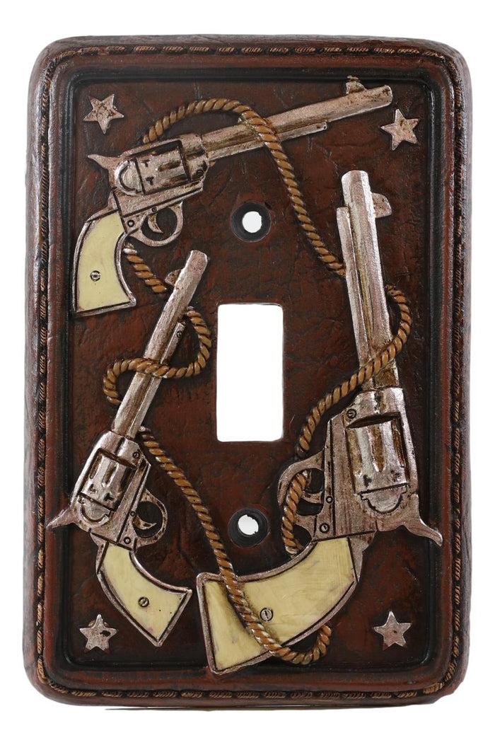 Ebros Gift Set Of 2 Western Cowboy Six Shooter Pistols Single Toggle Switch Wall Plates