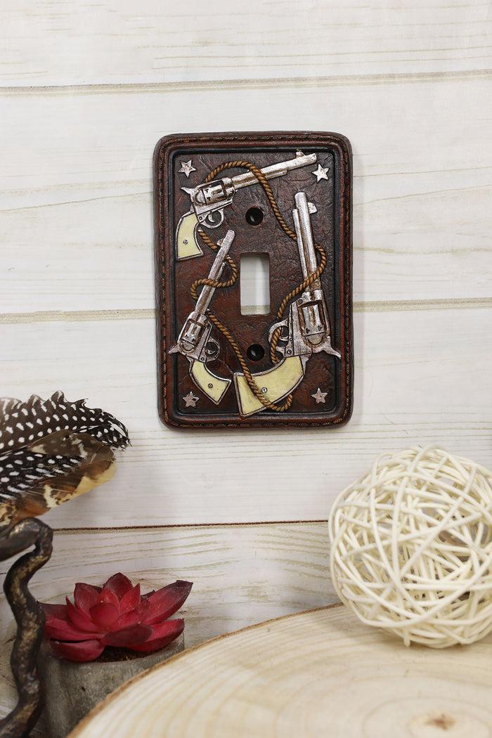 Ebros Gift Set Of 2 Western Cowboy Six Shooter Pistols Single Toggle Switch Wall Plates