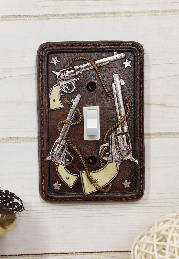ebros gift Set of 2 Western Cowboy Six Shooter Pistols Single Toggle Switch Wall Plates