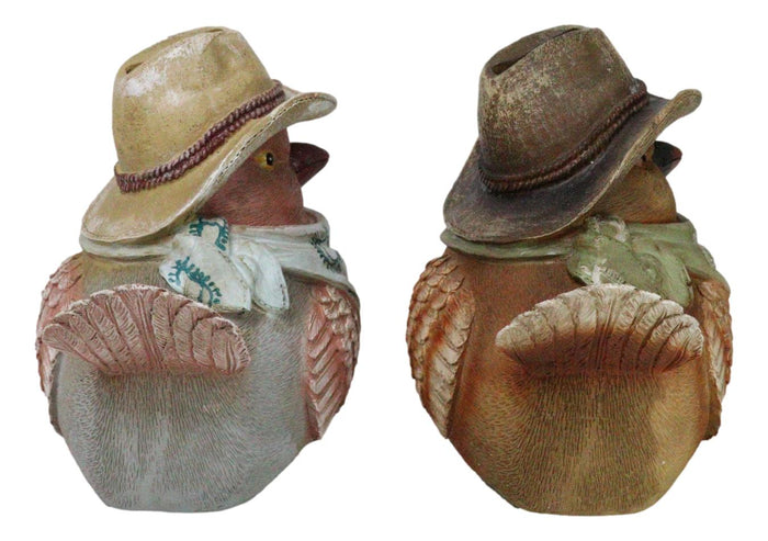 Ebros Gift Set Of 2 Western Howdy Cowboy And Cowgirl Birds With Hat And Scarf Piggy Bank