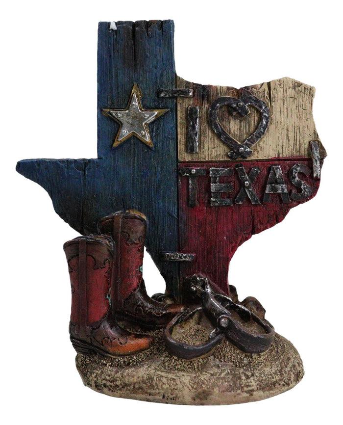 Ebros Gift Set Of 2 Western Texas Map Cowboy Boots Cow Skull Horseshoe Cactus Figurines