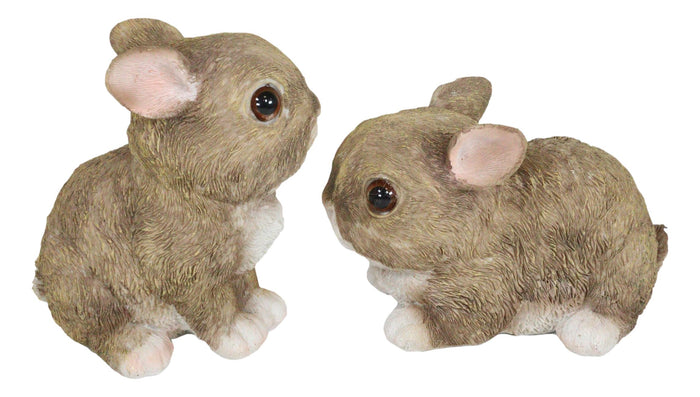 Ebros Gift Set Of 2 Whimsical Cute Baby Bunny Rabbits Pet Pal Fairy Garden Figurines