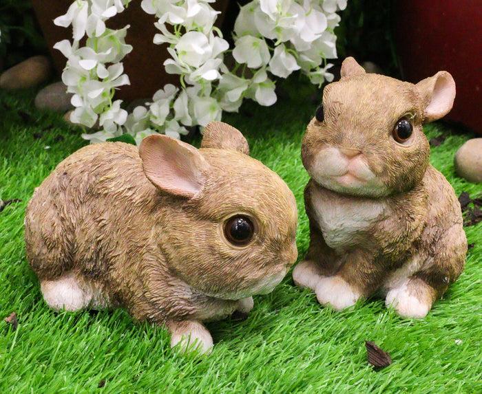 ebros gift Set Of 2 Whimsical Cute Baby Bunny Rabbits Pet Pal Fairy Garden Figurines