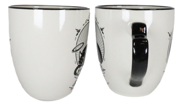 Ebros Gift Set Of 2 Wicca Witching Hour Angel Saint Or Sinner Devil Cats Porcelain Mugs