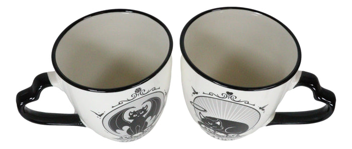 Ebros Gift Set Of 2 Wicca Witching Hour Angel Saint Or Sinner Devil Cats Porcelain Mugs