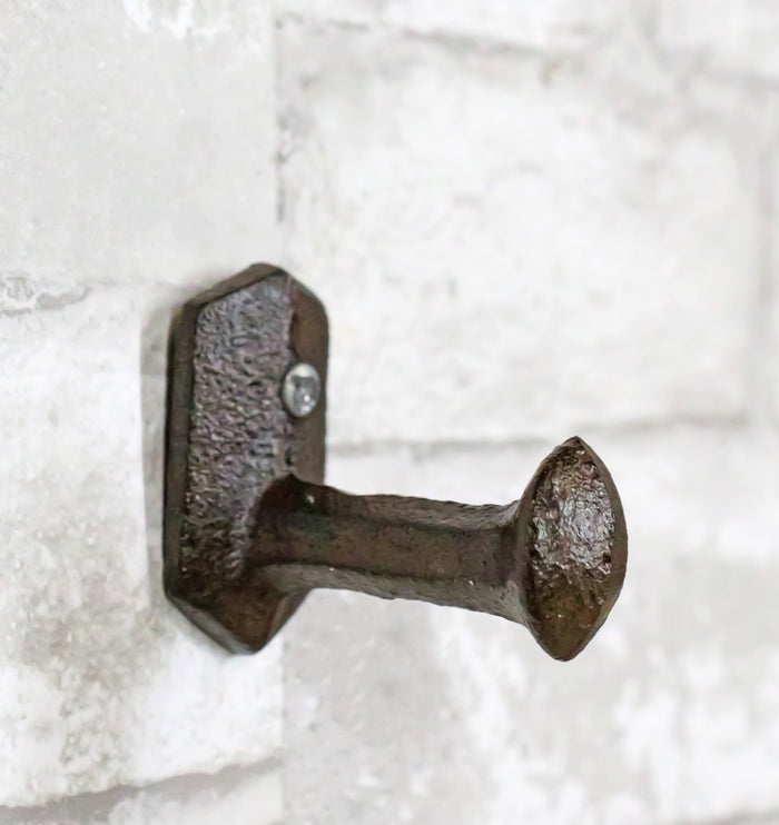 ebros gift Set of 3 Cast Iron Rustic Western Rugged Railroad Nail Spike Wall Hanger Hooks
