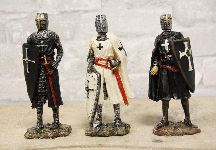 ebros gift Set of 3 Medieval Templar Crusader Knights With Tunic Sword And Shield Figurines