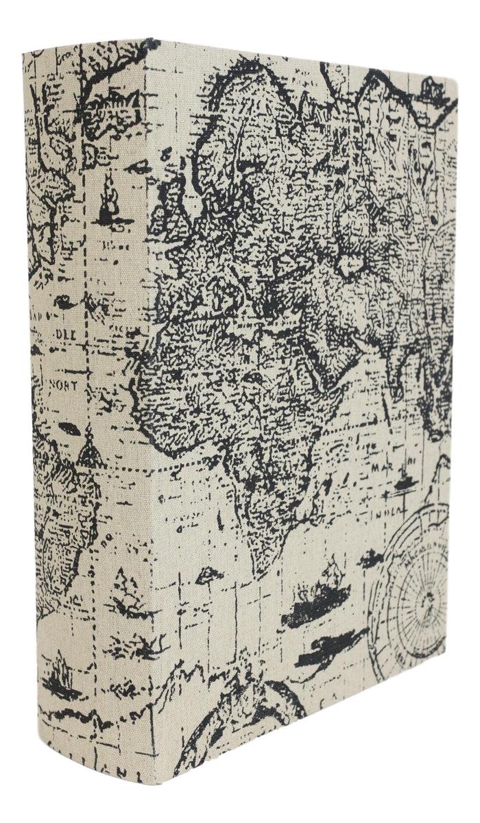 Ebros Gift Set Of 3 Old World Nautical Sailor World Map Atlas Decorative Wooden Book Boxes