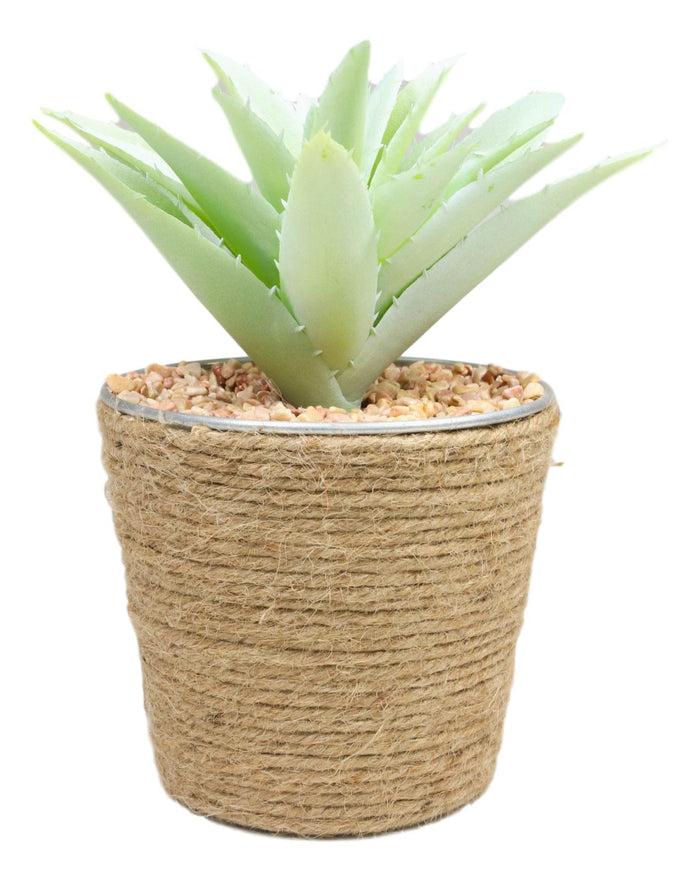 Ebros Gift Set Of 3 Realistic Artificial Botanica Plant Succulents In Jute Wrapped Tin Pots