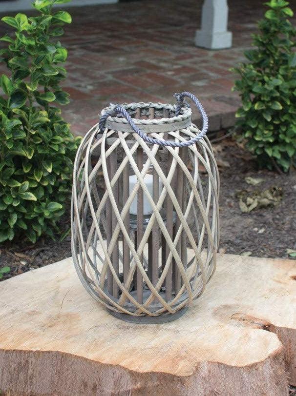 Ebros Gift Set Of 3 Rustic Western Farmhouse Rattan Wood Willow Candle Holder Lanterns