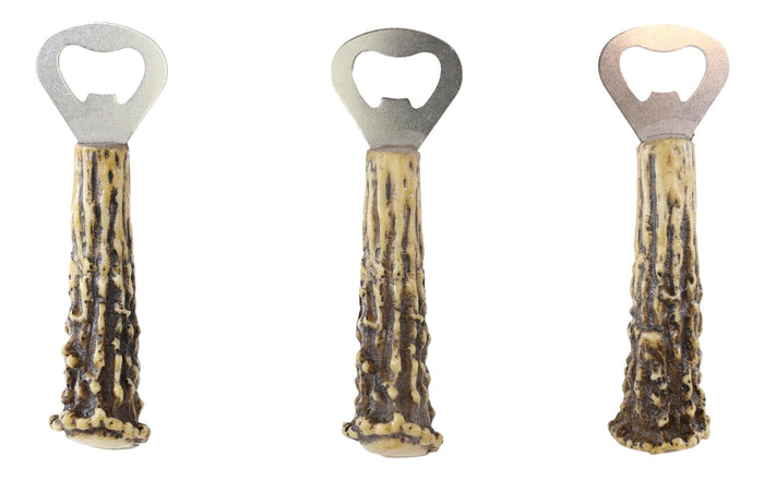 Ebros Gift Set Of 3 Rustic Western Faux Stag Deer Bone Antler Soda Beer Bottle Cap Openers