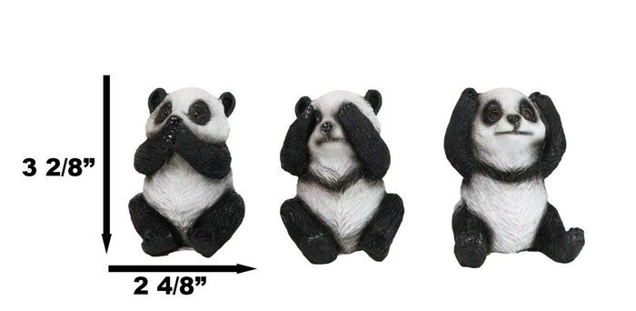 Ebros Gift Set Of 3 See Hear Speak No Evil Whimsical Giant Panda Bears Mini Figurines