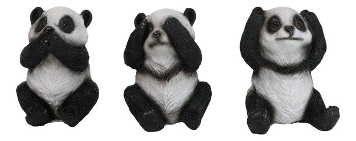 ebros gift Set Of 3 See Hear Speak No Evil Whimsical Giant Panda Bears Mini Figurines