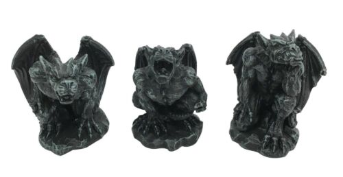ebros gift Set of 3 Small Gothic Stoic Winged Guardian Gargoyle Decorative Figurines 3.25"H