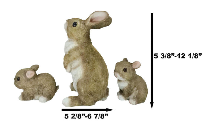 Ebros Gift Set Of 3 Whimsical Mother Bunny Rabbit With 2 Babies Fairy Garden Figurines