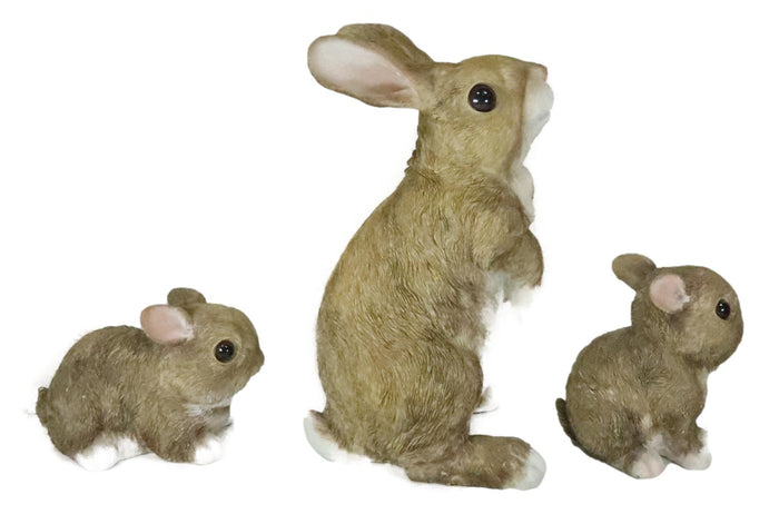 Ebros Gift Set Of 3 Whimsical Mother Bunny Rabbit With 2 Babies Fairy Garden Figurines