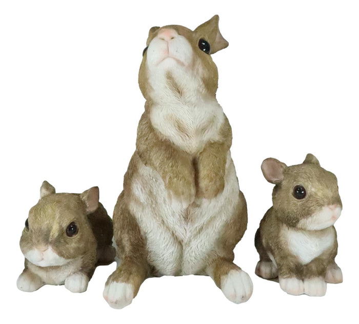 Ebros Gift Set Of 3 Whimsical Mother Bunny Rabbit With 2 Babies Fairy Garden Figurines