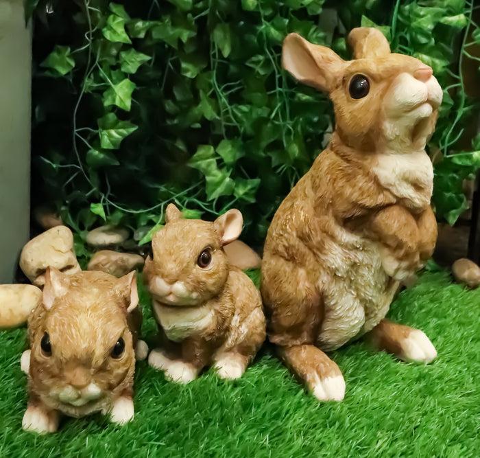 ebros gift Set Of 3 Whimsical Mother Bunny Rabbit With 2 Babies Fairy Garden Figurines