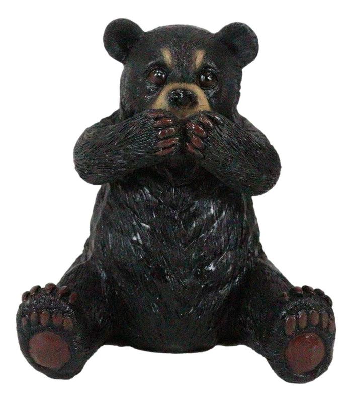 Ebros Gift Set Of 3 Wise See Hear Speak No Evil Black Bears Rustic Figurine Bear Animal