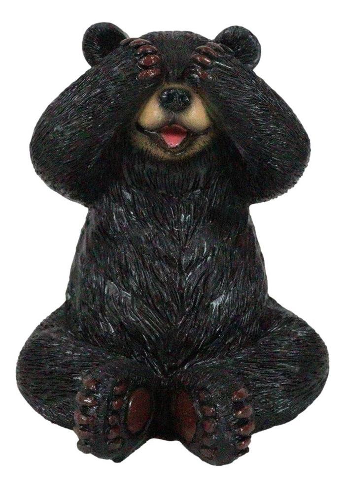 Ebros Gift Set Of 3 Wise See Hear Speak No Evil Black Bears Rustic Figurine Bear Animal