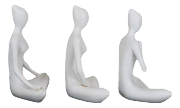 Ebros Gift Set Of 3 Zen Calming Meditation Women Yoga Mudra Poses Abstract Figurines