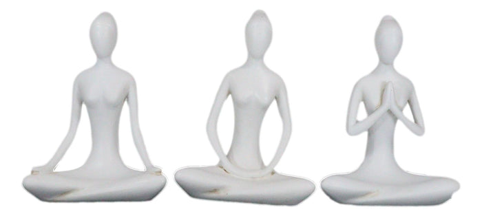 Ebros Gift Set Of 3 Zen Calming Meditation Women Yoga Mudra Poses Abstract Figurines