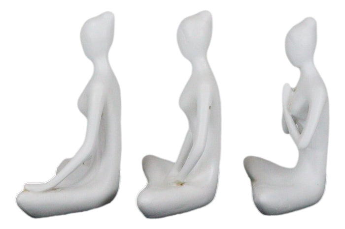 Ebros Gift Set Of 3 Zen Calming Meditation Women Yoga Mudra Poses Abstract Figurines