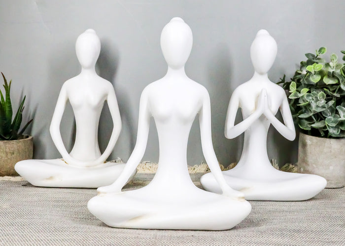 ebros gift Set of 3 Zen Calming Meditation Women Yoga Mudra Poses Abstract Figurines