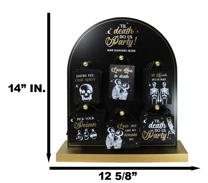 Ebros Gift Set Of 36 Gothic Till Death Do Us Party Skeletons Mini Signs With Display
