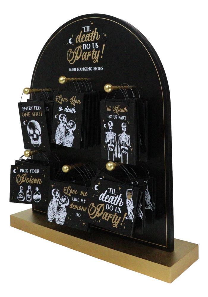 Ebros Gift Set Of 36 Gothic Till Death Do Us Party Skeletons Mini Signs With Display