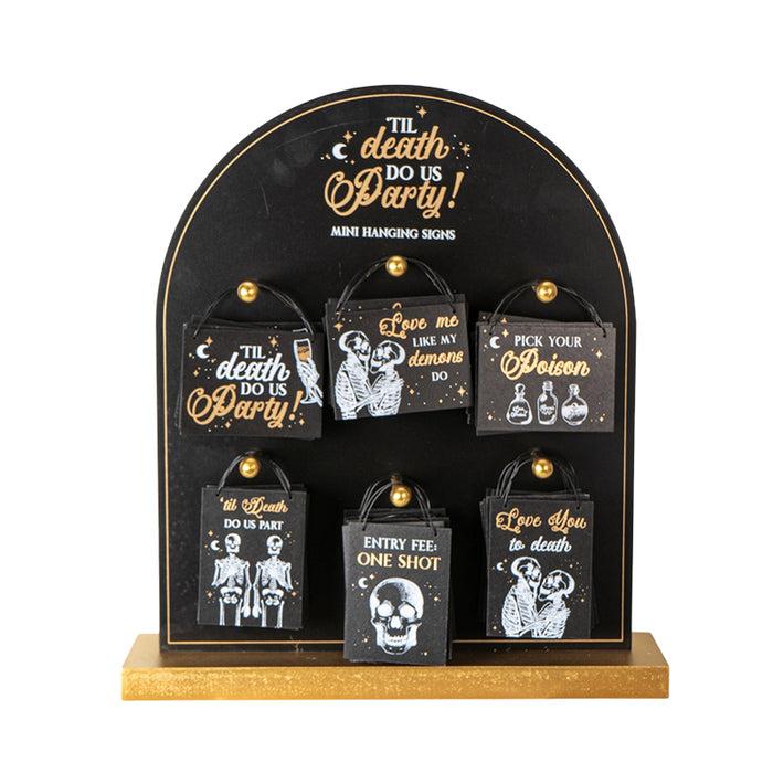 ebros gift Set Of 36 Gothic Till Death Do Us Party Skeletons Mini Signs With Display