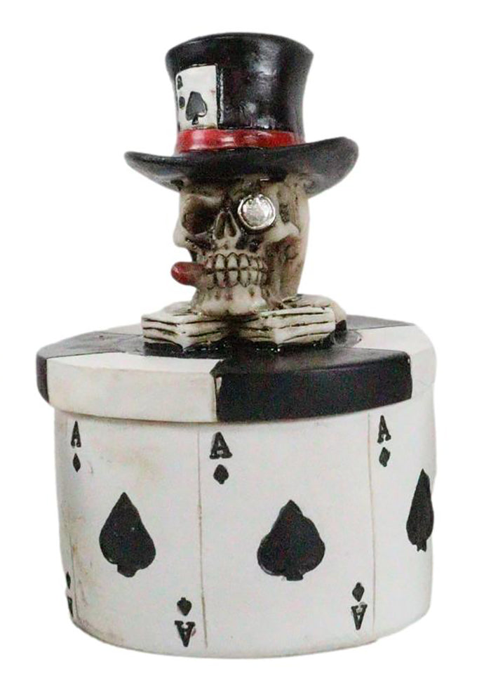 Ebros Gift Set Of 4 Ace Of Spades Skull Poker Chip Cards Skull Small Decorative Box Decors