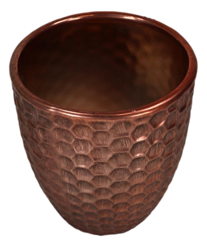 Ebros Gift Set Of 4 Boutique Chic Copper Hammered Look Ceramic Votive Candle Holder Cups