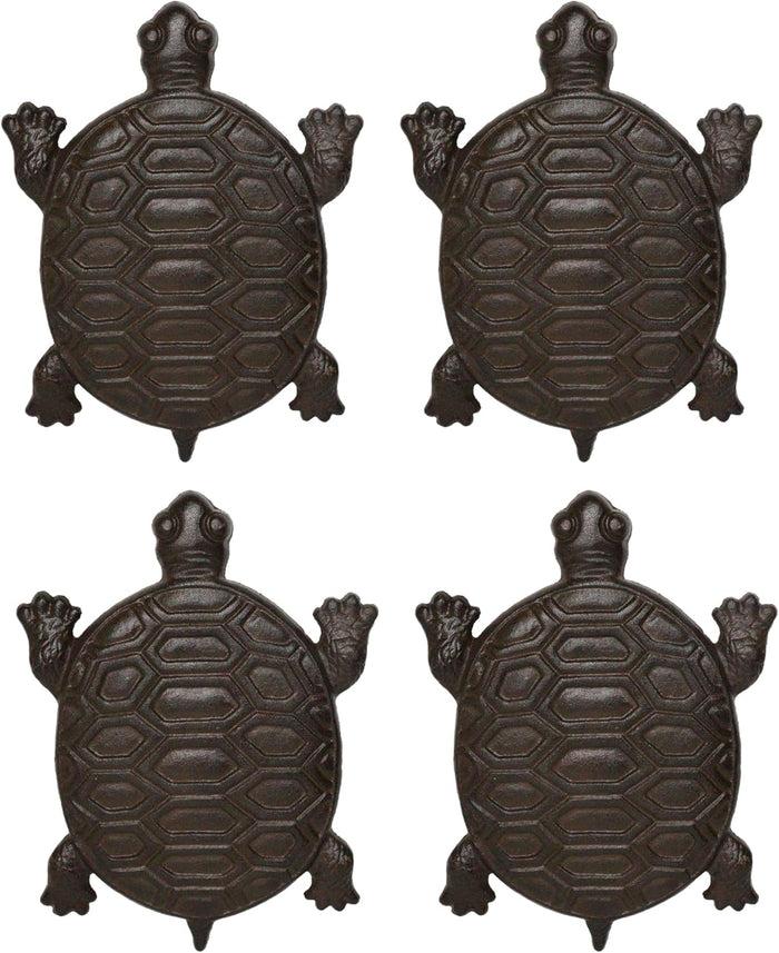 ebros gift Set Of 4 Cast Iron Bronzed Sea Turtle Patterned Shell Garden Stepping Stones
