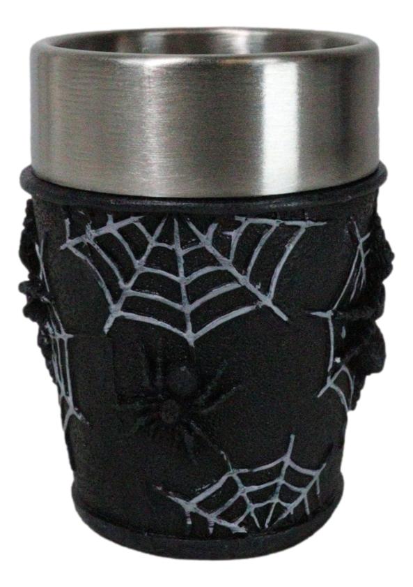 Ebros Gift Set Of 4 Gothic Arachnid Black Giant Spider With Webs Shooter Shot Glasses