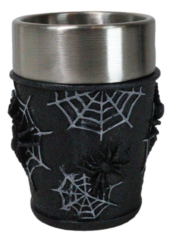 Ebros Gift Set Of 4 Gothic Arachnid Black Giant Spider With Webs Shooter Shot Glasses
