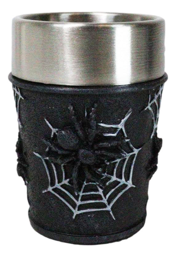 ebros gift Set Of 4 Gothic Arachnid Black Giant Spider With Webs Shooter Shot Glasses