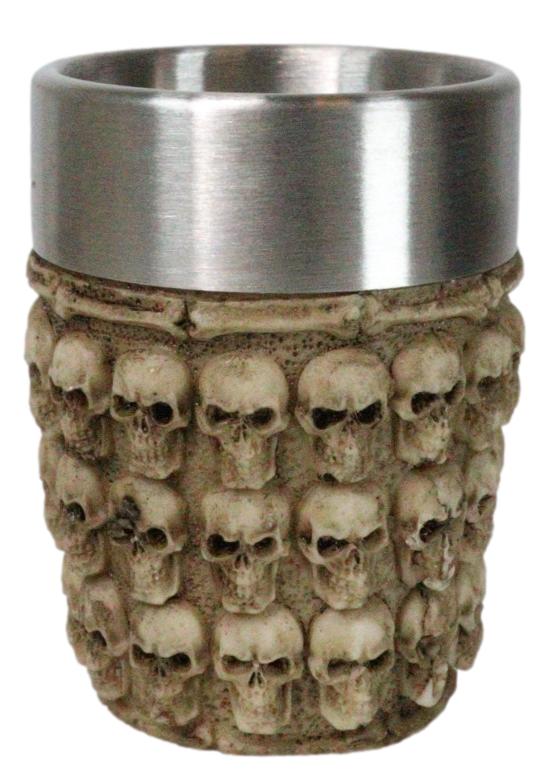 Ebros Gift Set Of 4 Gothic Ossuary Graveyard Morphing Skulls And Spine Bones Shot Glass