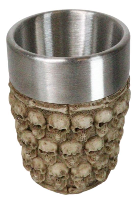 Ebros Gift Set Of 4 Gothic Ossuary Graveyard Morphing Skulls And Spine Bones Shot Glass