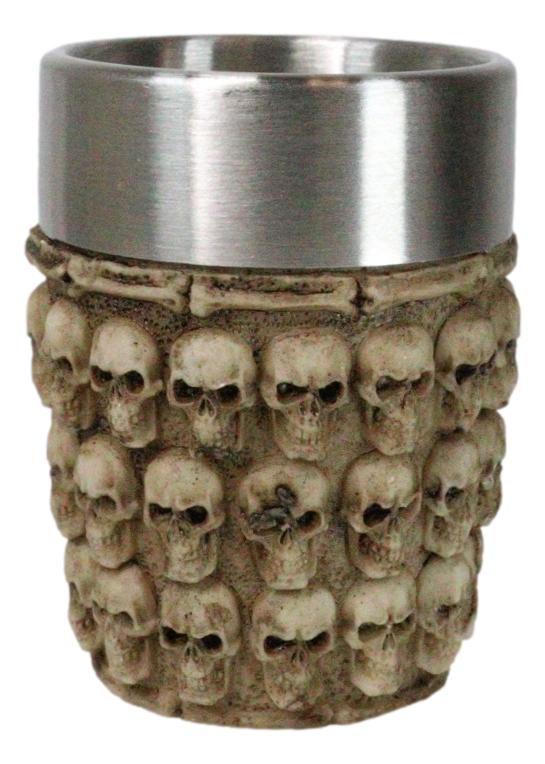 Ebros Gift Set Of 4 Gothic Ossuary Graveyard Morphing Skulls And Spine Bones Shot Glass