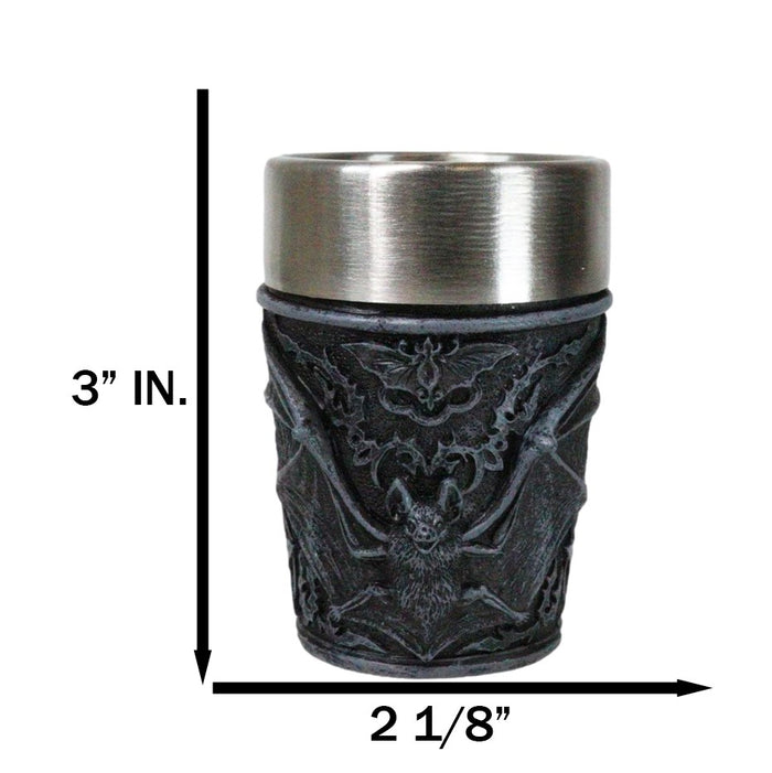 Ebros Gift Set Of 4 Gothic Vampire Blood Sucking Night Terror Bats Shooter Shot Glasses