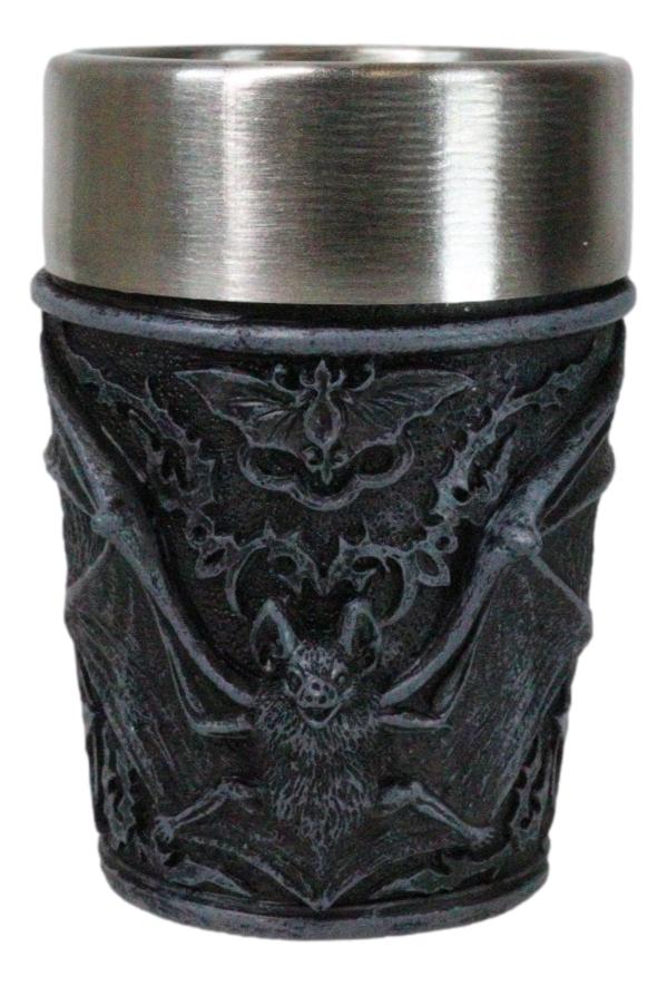 ebros gift Set Of 4 Gothic Vampire Blood Sucking Night Terror Bats Shooter Shot Glasses