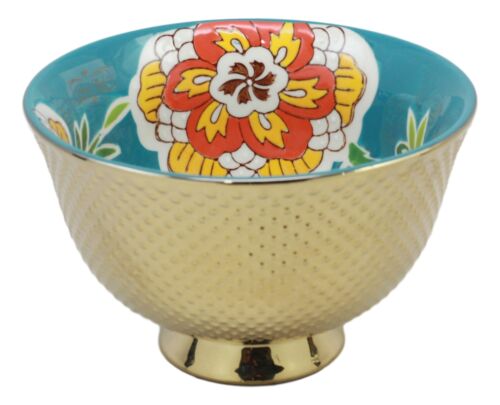 Ebros Gift Set Of 4 Luxury Gold Plated Ceramic Personal Dining Bowls 6"D Ramen Soup Bowl