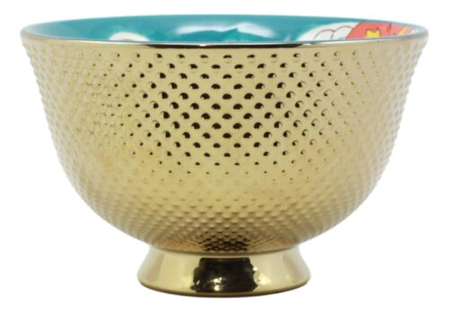 Ebros Gift Set Of 4 Luxury Gold Plated Ceramic Personal Dining Bowls 6"D Ramen Soup Bowl