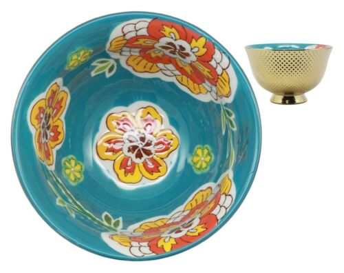 ebros gift Set of 4 Luxury Gold Plated Ceramic Personal Dining Bowls 6"D Ramen Soup Bowl