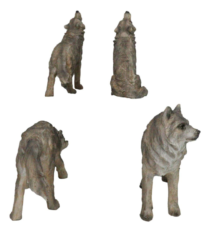 Ebros Gift Set Of 4 Mystical Forest Woodland Alpha Gray Wolf Howling And Tracking Figurines