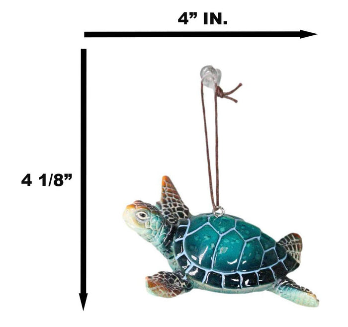 Ebros Gift Set Of 4 Nautical Blue Sea Turtles Ocean Marine Wall Hanger Decor Tree Ornaments