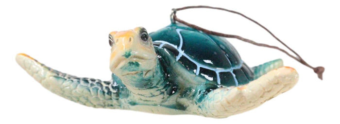 Ebros Gift Set Of 4 Nautical Blue Sea Turtles Ocean Marine Wall Hanger Decor Tree Ornaments